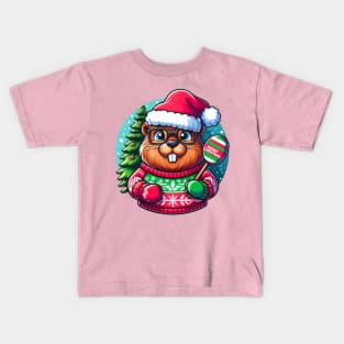 Funny Beavers Christmas Kids T-Shirt